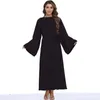 Ethnic Clothing Maxi Dress Long Sleeves For Muslim Woman Summer With Belt O Neck Arabic Middle East Plus Size Eid Modest Islamic Dresses