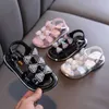 Sandals Girl Sandals Summer Fashion Children Princess Shoes Rhinestone Bow Open Toe Party Sandals Toddler Girl Shoes Black White CSH1331 R230220