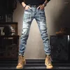 Jeans masculinos Spring Autumn Denim Pants Men 2000 Roupas de estilo coreano Carga de moda polida Estabeleça calças casuais finas de retalhos