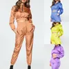 Two Piece Dress Female 2 Set Crop Jacket And Joggers Sweatsuits Casual Sweatshirt Jogging Sweatpants Suit Zipper Solid Tracksuit Sets