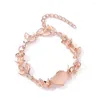 Bracelets porte-bonheur anniversaire feuille d'opale femmes Bracelet accrocheur bijoux de mode exquis or Rose surface lisse anniversaire réglable