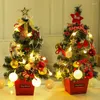 زخارف عيد الميلاد طاولة شجرة مصغرة مع أضواء 50CM.60CM.90CM مجموعة حمراء ذهبية