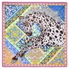 Spring summer women's shawls 2023 French scarf Leopard horse printing female temperament twill silk satin scarf large square scarf shawl Pashmina 130x130cm