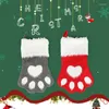 Cat Costumes Dog Palm Christmas Stockings Plush Hanging Socks For Holiday And Decorations (Large/18In 2-Pack/Grey Red)