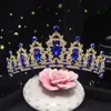 Tiaras barock vintage guldfärg rosa kristall bröllop tiaras krona strass diadem brud hår tillbehör pannband tiara de noiva z0220