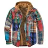 Men's Jackets Chaquetas Hombre Men's Quilted Lined Button Down Plaid Shirt Add Velvet To Keep Warm With Hood Chamarras Para