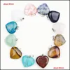 Charmes Mode Cristaux De Guérison Point Turquoise Améthyste Rose Quartz Chakra Coeur Lune Pierre Naturelle Pendentifs Pour Drop Delivery Jewe Dhuyx