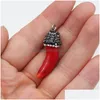 Charms Natural Stone Pendant Pepper Shaped Synthetic Coral Crystals Lifelike Peppe For Manual Creation 14X35Mmcharms Drop Deli Dhcrf