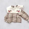 Clothing Sets Born Baby Girl Plaid Shirt Strap Skirt Infant Toddler Child Cotton Long Sleeve Top Spring Autumn Summer Clothes Set