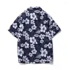 Men's Casual Shirts Fashion Men's Men Hawaiian Camicias One Button Wild Polyester Kapok Printed Short-sleeve Blouses Tops