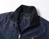 Herrspårspoler Polo Casual Stand-Up Collar Jacket Färgglad stor hästbroderi Sport Casual Suit