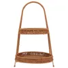 Decorative Flowers Fruit Tray Vegetable Candy Serving Platters Round Basket Imitation Rattan Woven Refreshments Holder