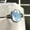 Cluster Rings Top Natural Aquamarine Beads Jewelry For Women Lady Man Love Gift Silver Clear Gemstone Oval Crystal Adjustable Size Ring