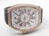 5 stili Orologi da polso da uomo Super ABF Calibro 23J Movimento automatico Numeri bianchi blu Quadrante delle ore folli strutturato con lunetta placcata in oro rosa con cresta di diamanti OROLOGIO