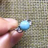 Cluster-Ringe, 6 mm, blaue Larimar-Perlen, verstellbarer Ring, Schmuck, Zinkenfassung, Damen-Kristall, Schönheit, 925er Silber, natürlicher klarer Stein