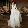 Abiti da festa YEEH Elegante abito da ballo civile da sposa a maniche lunghe con stampa floreale Abito da sposa sexy in pizzo Abiti da sposa su misura 230221