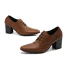 أزياء زيادة الارتفاع رجال عالية الكعب أكسفورد أحذية أصلية من الجلد الدانتيل حتى فستان الأحذية الحزب الأحذية الرسمية