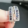 Серьги обруча натуральная сапфировая серьга 0,15CT 12pcs Gemstone 925 Серебряное серебро для мужчин или женщин T8100110