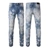 Causale mannen jeans nieuwe modeheren stylist zwart blauw skinny gescheurde vernietigde stretch slanke fit hiphop broek 28-40 topkwaliteit