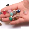 Takılar Doğal Arrowhead Cone Semiprious Stone Rose Kuvars Şifa Reiki Kristal Kolye DIY Kolye Küpe Kadın Moda Mücevher Dhzbr