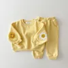 Clothing Sets Winter Warm Baby Girl Boy Clothes Set Embroidery Thicken Fleece Sweatshirt Pant Baby Boy Tracksuit Toddler Girl Clothes Korea 230220