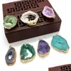 Charms Sevencolor Natural Stone Amethyst Pendant Irregar Ladies Necklace Bracelet Earrings Jewelry Accessories Wholesale Diy Ih