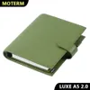 Notepads Moterm Luxe 20 Series A5 Size Planner Pebbled graan lederen notebook met 30 mm ringagenda Organizer Notepad Journal Sketchbook 230221