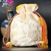 Bolsas de jóias mais recentes tlassel redondo de fundo pequeno bolsa de pano de cordão chinês Brocade de seda Brocade de ponta com 1pcs forrado