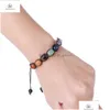 Cuentas al por mayor cuentas ovaladas pulseras tejidas a mano hebras siete piedras piedra natural chakra pulsera ajustable entrega de gota 202 dhxur