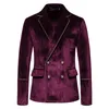 2023 men's velvet suit blazers inlaid gold lace double-breasted suit dress performance suit EUR size solid color dress S-XXL