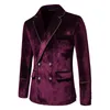 2023 Men's Velvet Suit Blazers Inlagd guld spets dubbelbr￶st kostym kl￤nning prestanda kostym eur storlek fast f￤rgkl￤nning s-xxl