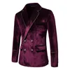 2023 men's velvet suit blazers inlaid gold lace double-breasted suit dress performance suit EUR size solid color dress S-XXL