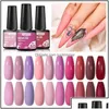 Nail Art Kit Salon Health Beauty 24Pcs Pure Color Gel Nails Polish Set Soak Off Uv Glitter Vernice Base semipermanente Dhagb