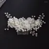 Hair Clips Korean Bridal Headdress Comb Alloy Rhinestone Pearl Wedding Jewelry Dress Accessories