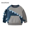 Hoodies tröjor Saileroad Fleece Sweatshirts pojkar 2-7 år kläder Bomull Ytterkläder Tecknad dinosaurier Baby Tops Kids Toddler Hoodie 230220