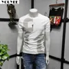 T-shirt da uomo Maglietta da uomo Stampa di lettere Slim 2021 Estate Coreana Tendenza Gioventù Blu Facile abbinamento Cotone Abbigliamento maschile di alta qualità Top 5XL Z0221