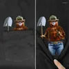 T-shirts pour hommes Smokey Bear Camping Pocket Tee T-Shirt Summer Cartoon Imprimé Hommes Femmes Tops Noir Coton Tees À Manches Courtes