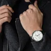 Agelocer腕時計豪華なアーミーウォッチレトロウォッチメンズメカニカルパワーリザーブ時間ゴールドスチール多機能オートデート5atm防水