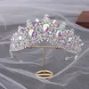 Tiaras diezi barock lyx elegant drottning prinsessa tiara krona lila rosa ab crystal tiara för kvinnor bröllop huvudbonad hår smycken z0220