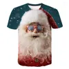 T-shirt męski T-shirt 3D seria Bożego Narodzenia Top Hat Printing Casual O-Neck Street Party Atmosfera Wysokiej jakości krótkie rękaw