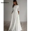 Robes de fête Roddrsya Simple Aline Wedding Trois manches Quqrter avec des robes de mariée élégantes
