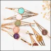 Haarclips Barrettes Natural Rose Quartz Turquoise Stone Bobby Pin Decoratie Sieraden Accessorie Baby Drop levering Dhakm