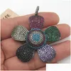 Charms 48x48mm Colorf Blume vergoldet Kubikzircon Cz gepflastert Connector Halskette Anhänger Schmuck DIY Findingscharms Drop De Dhmgs