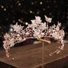 Tiaras Kmvexo Bridal Crown Baroque Pearl Rhinestone Crown Tiara Butterfly Hairband Wedding Hair Accessories Princess Crown Bride Tiaras Z0220