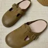 Luxury slippers ontwerper Birkinstocks sandalen Boken zet een echte lederen tas en halve slippers dames zachte bodem Koreaanse versie Britse stijl vrije tijd buitenlandse ins