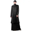 Etnik Giyim Eid Mübarek Kadın İslami 2 Parça Dua Elbisesi Müslüman Ahram Maxi Müdürü Khimar Jilbab Suudi Arap Abaya Kimono Kaftan Robe