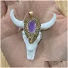 Charms Animal Bl Head Shape Resin Stick Diamond Amethyst Pendant For Diy Jewelry Making Necklace Bracelet Size 48X5M Drop Dhwiu