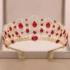 Tiaras ailibride tiara bröllop krona bröllop hår tillbehör röd kristall strass tiaror och kronor för brud bröllop hår smycken z0220