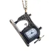 Pocket Watches Antique Bronze Mini Quartz Sewing Machine Fashion Watch Halsband Pedant med Long Chain Xmas Gift P515