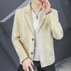 Heren Jackets Koreaanse mode gestreepte casual jas Men Business Social Outswear Coats Suite Collar Streetwear Wind Breaker Clothing